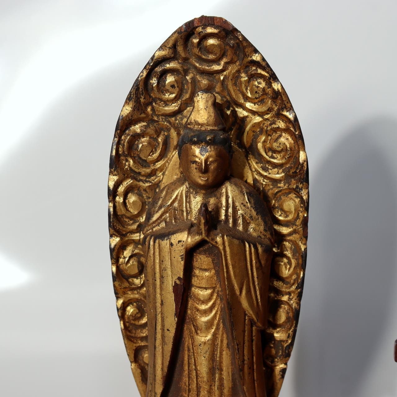 Japanese Vintage Amida Sanzon Buddhist Statue Set 3pc Gilt Wood 28.6cm Zen BT24411