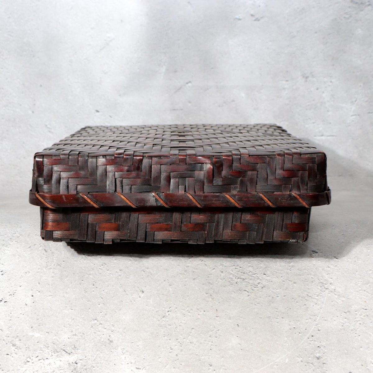 Vintage Japanese Bamboo Woven Rectangular Deep Box Geometric Pattern3