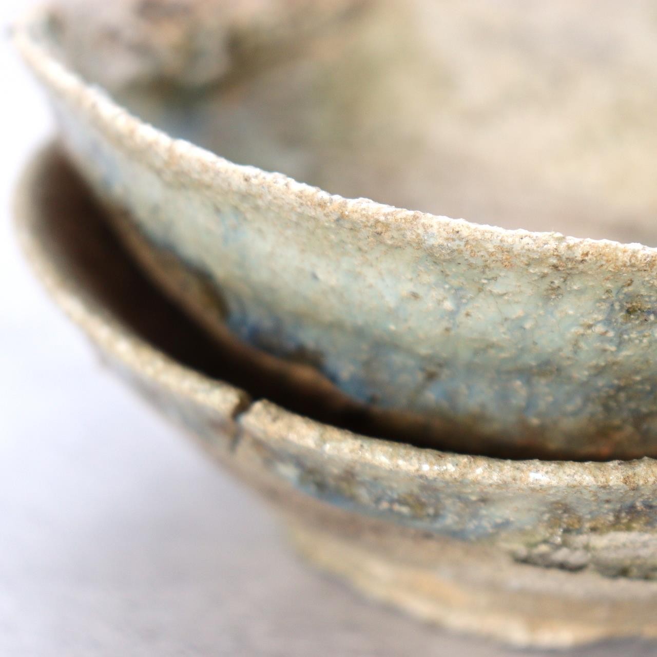Japanese Antique Tokoname Stoneware Fused Yamajawan Pair Iconic Natural Ash Drip13