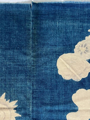Antique Japanese Kofu Indigo Tsutsugaki Fabric Kaioke Shell Motif 145cm13