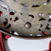 Japanese Brass Keko Buddhist Offering Tray Lotus Openwork Vintage to Antique8