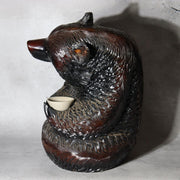 Huge Japanese Ainu Wood Carved Bear - Kibori Kuma holding Sake Cup 4.3kg WO5838