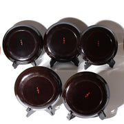 Set of 5 Japanese Lacquer Plates Juganji Temple Maki-e Gold Urushi Serving Set7