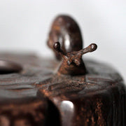 Vintage Japanese Takaoka Cast Bronze Vase Tree Stump Snail Getsuho11