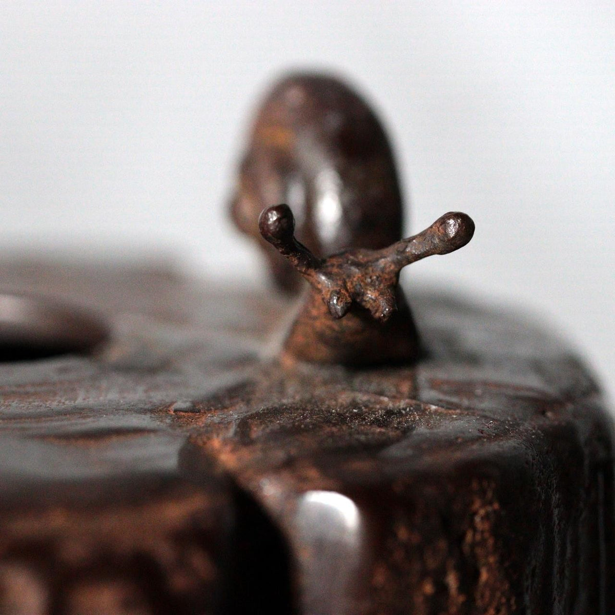 Vintage Japanese Takaoka Cast Bronze Vase Tree Stump Snail Getsuho11