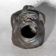 Vintage Japanese Bronze Yawning Daruma Figurine Ashtray Incense Burner Heavy10