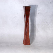 Japanese Bronze Twisted Vase Geometric Square Column Heavy Studio Ikebana Vessel0