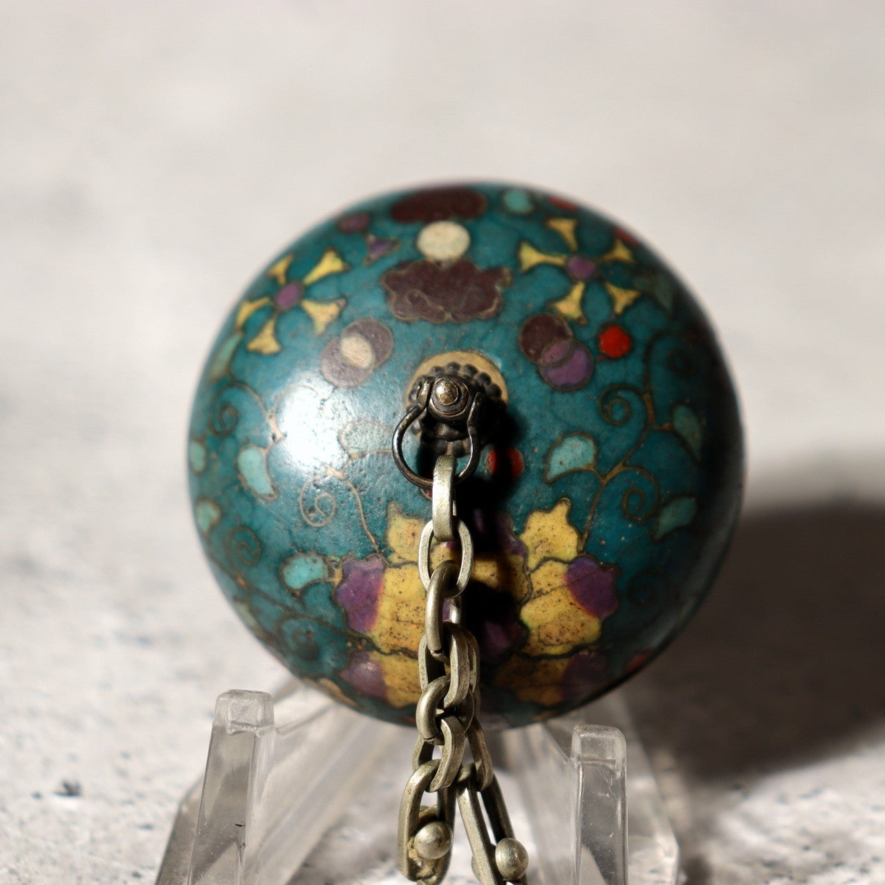 Antique Japanese Cloisonne Enamel Netsuke Sagemono Manju Floral Edo Meiji NW2713