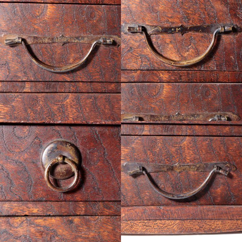 Taisho Showa Japanese Tamamoku Wood Small Chest Ko-dansu Inkstone Drawer WO63012