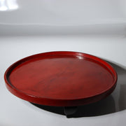 Large Japanese Lacquer Footed Tray - Tripod Base - Aizu-Style Red Lacquer 42.3cm1