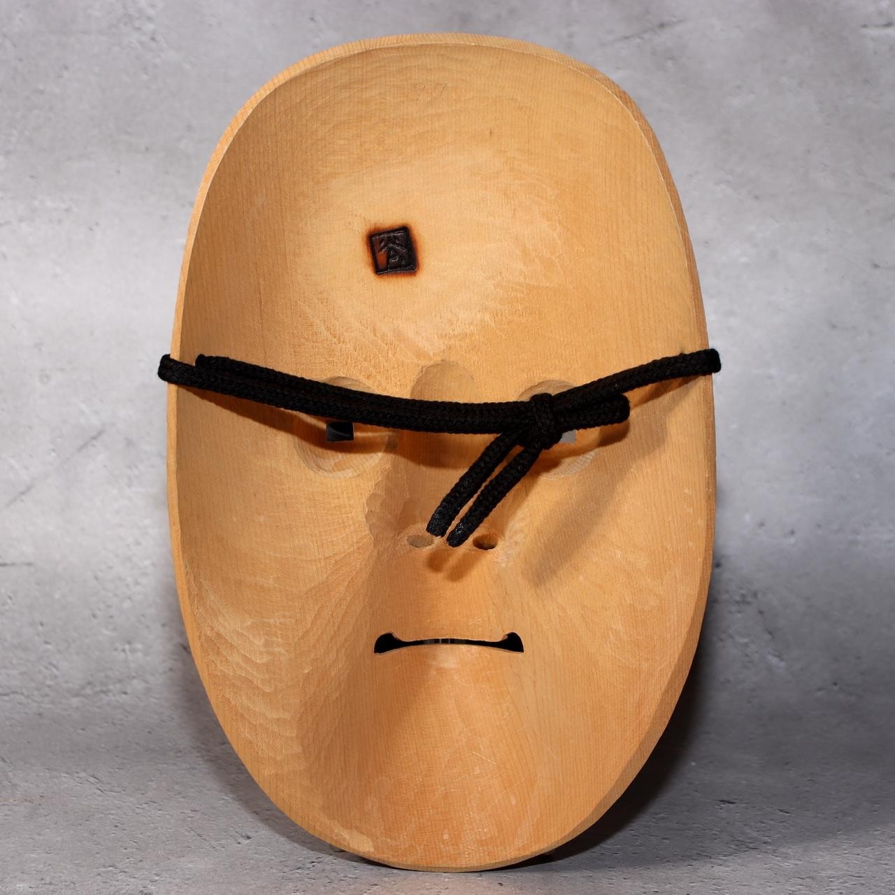 彫刻・オブジェ Wooden Noh Mask Rare Vintage Japanese Singed Wood, Lacquer Noh Mask Of