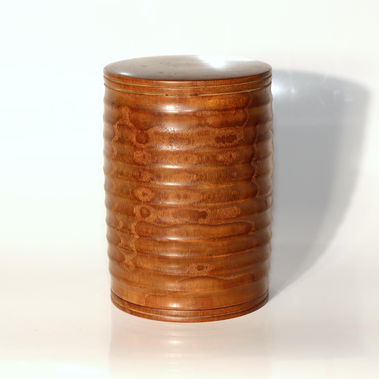 Japanese Vintage Wooden Tea Caddy Lidded Box Yamagata Craftsman Shogi Keyaki1