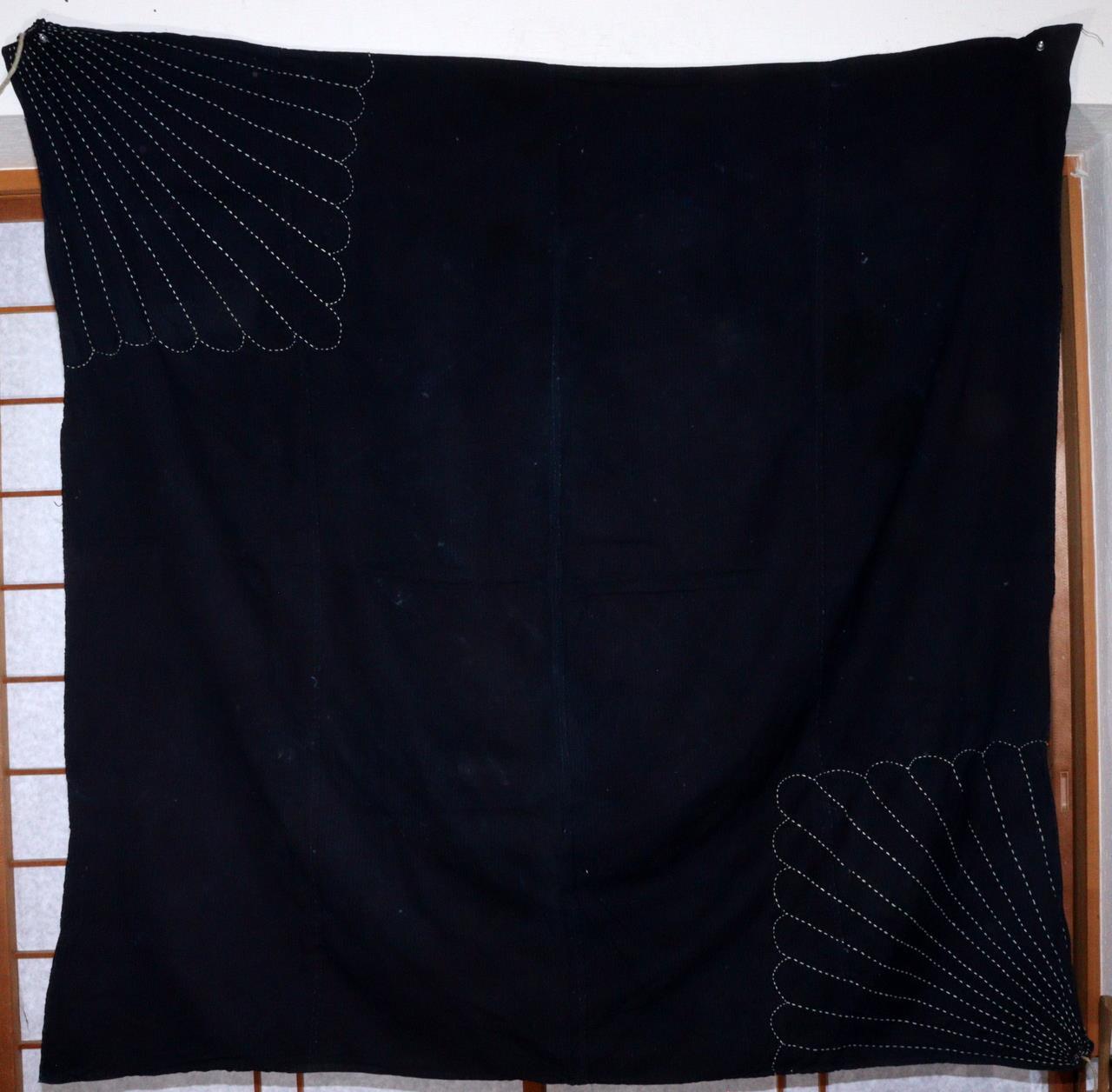 Japanese Fan patterm Vintage Sashiko Fabric Aizome Furoshiki embroidery Boro1