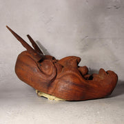 Japanese Antique Wooden Mask Hannya Wall Decor Hardwood Detachable Horns 700g13