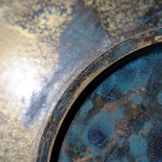 Vintage Showa Takaoka Copperware Bronze Vase Masaharu Blue Gold Mottled BV77215