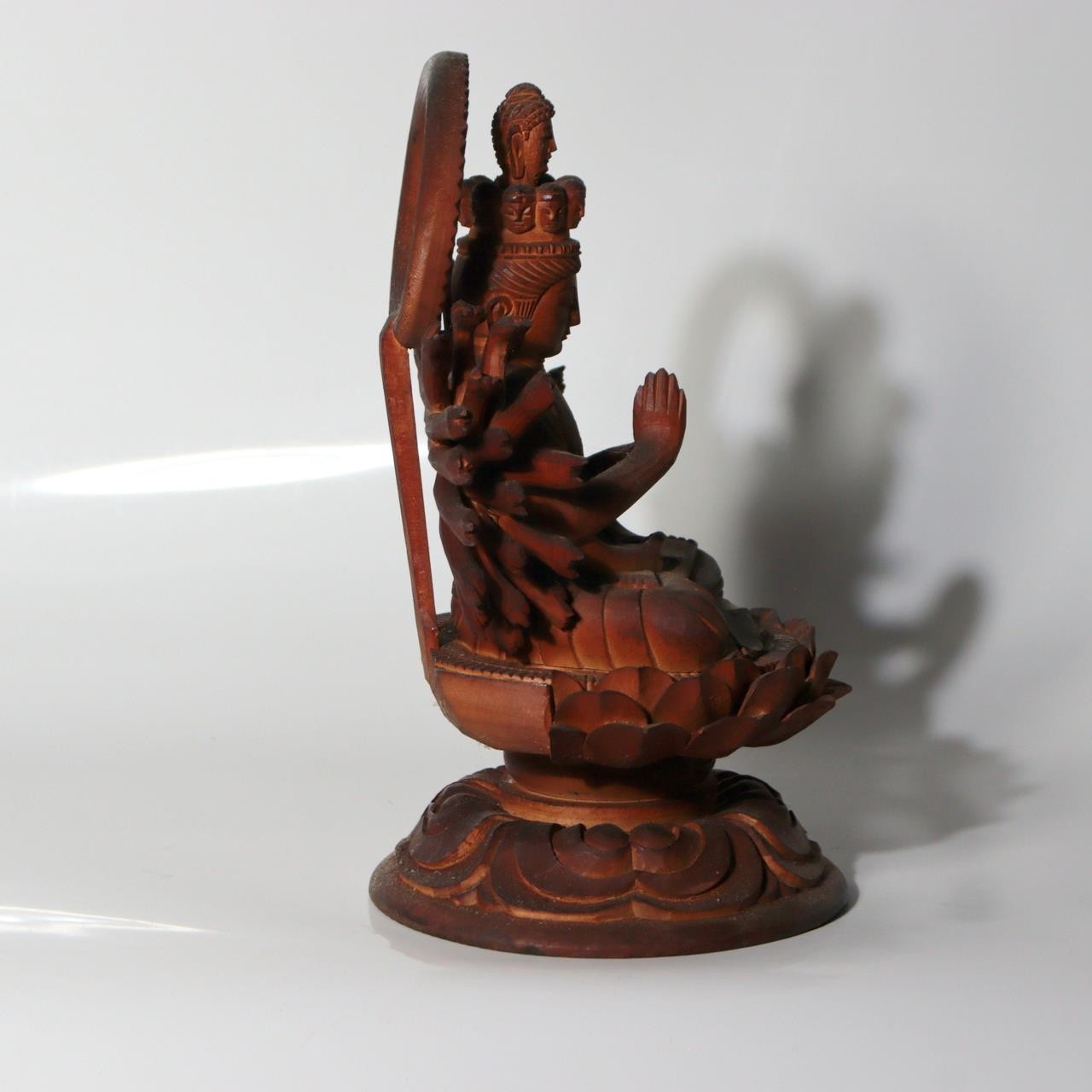 Vintage Japanese Wooden Carved Juichimen Senju Kannon Buddha Statue Glass Case14