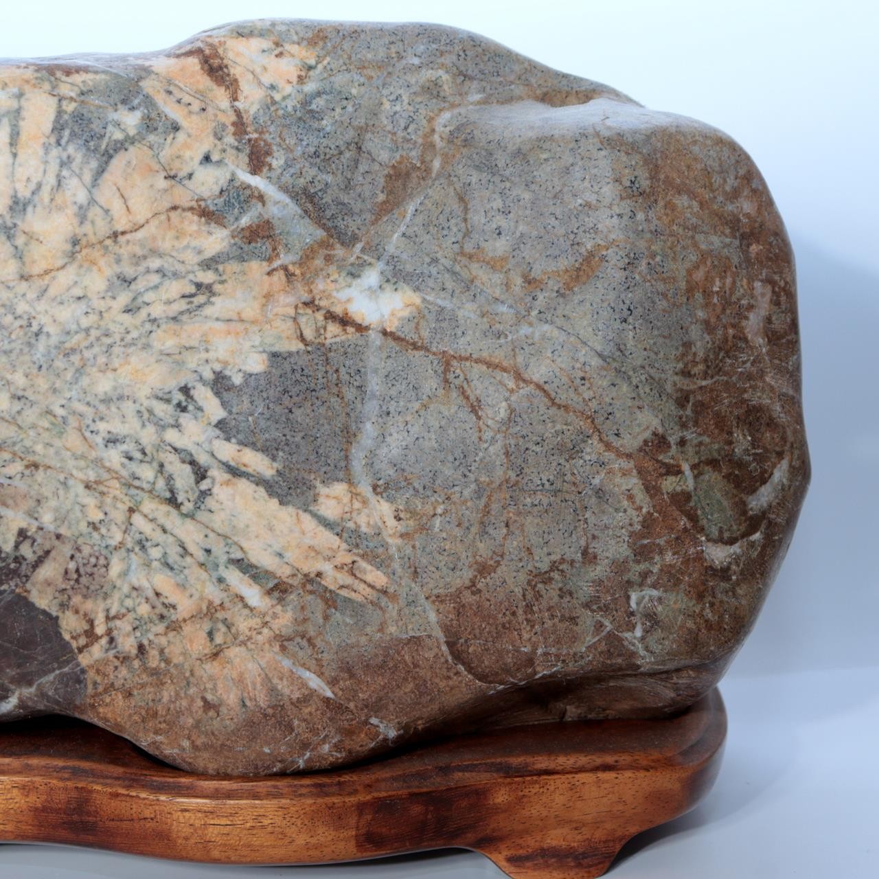 Japanese Natural Chrysanthemum Stone Kikuka-seki Neodani Gifu with Daiza SS2366
