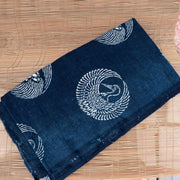 Meiji Period Japanese Indigo Katazome Cotton Fabric Crane Turtle BRKW1784