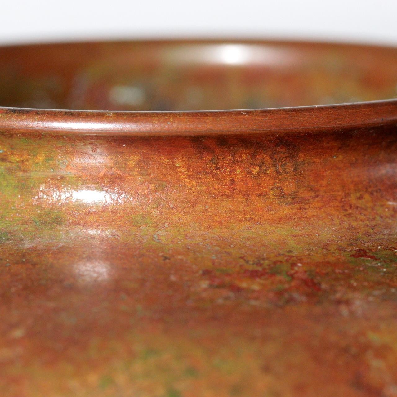 Japanese Vintage Cast Bronze Vase Signed Hosei Mottled Patina Tomobako BV76413