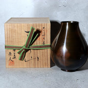 Japanese Master Bronze Vase "Sato no Yama" by Hasegawa Yoshihisa Nitten Juror0