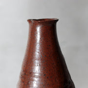Late Edo Japanese Tamba Ware Kurikawa-Glazed Faceted Tokkuri Sake Bottle with Bo12