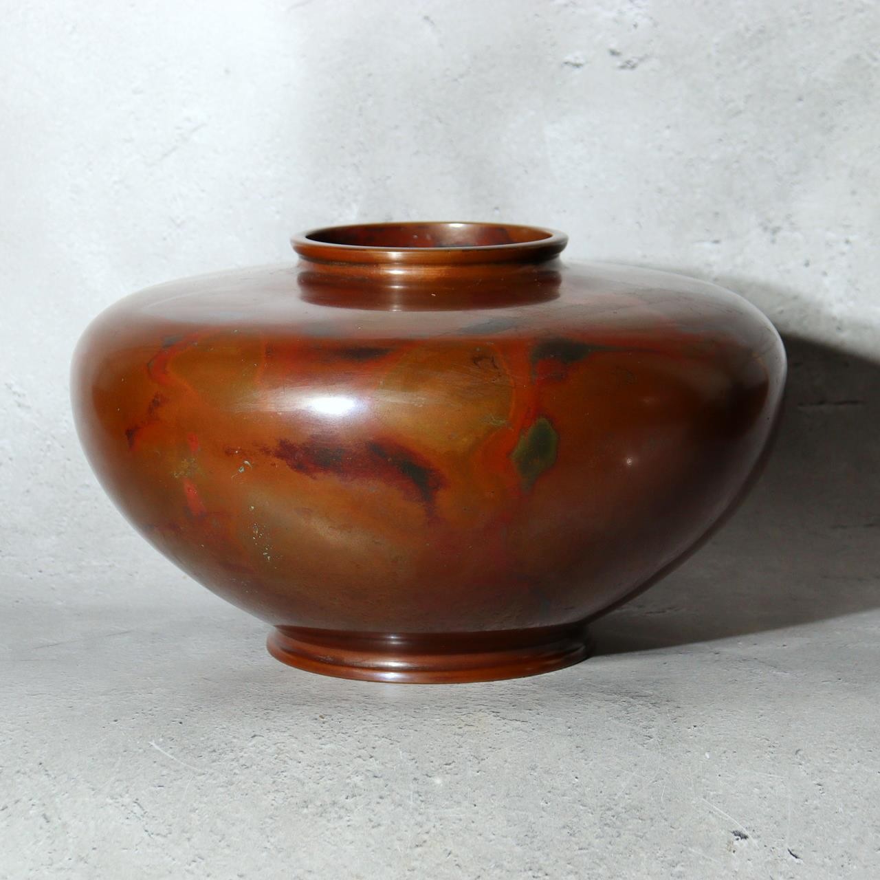 Japanese Hanshido Mottled Purple Bronze Vase Ikebana Vessel 23.5cm1