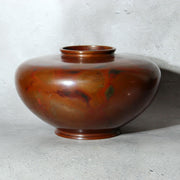 Japanese Hanshido Mottled Purple Bronze Vase Ikebana Vessel 23.5cm1