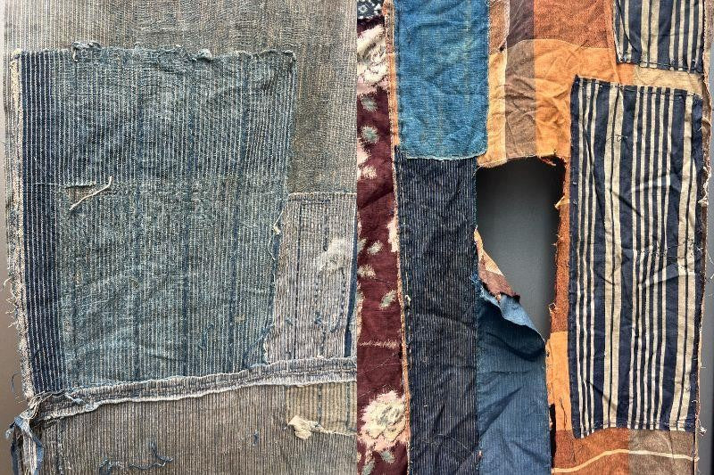 Antique Japanese Boro Textile 8pc Set Indigo Noragi Jacket Samurai Nobori Banner9