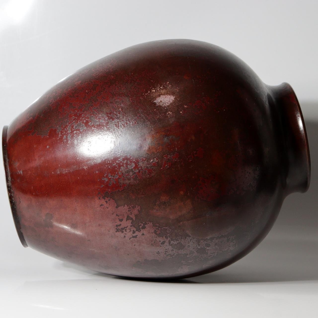 Vintage Japanese Copper Vase Silver Inlay Angelfish Motif Bronze BV7859