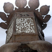 Japanese Kyoto Antique Bronze Lotus Temple Lantern Toro Buddhist Altar 33cm18