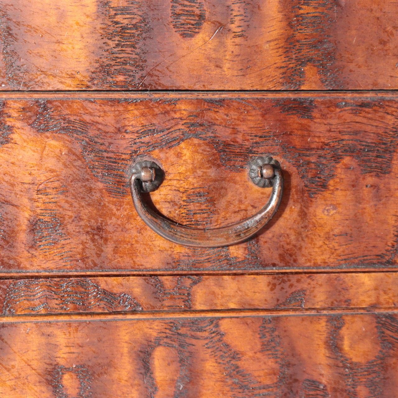 Vintage Japanese Tamo Wood Haribako Sewing Box Figured Grain WO61915