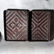 Vintage Japanese Bamboo Woven Rectangular Box Set of 2 Geometric Pattern Basket13