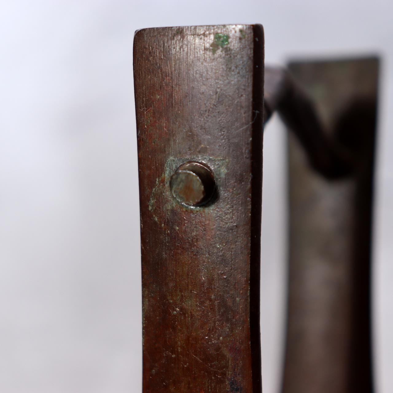 Japanese Vintage Cast Bronze Ikebana Vase - Bamboo Trunk Style with Handle BV74210