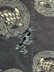 Meiji Period Japanese Indigo Katazome Cotton Fabric Crane Turtle BRKW17815