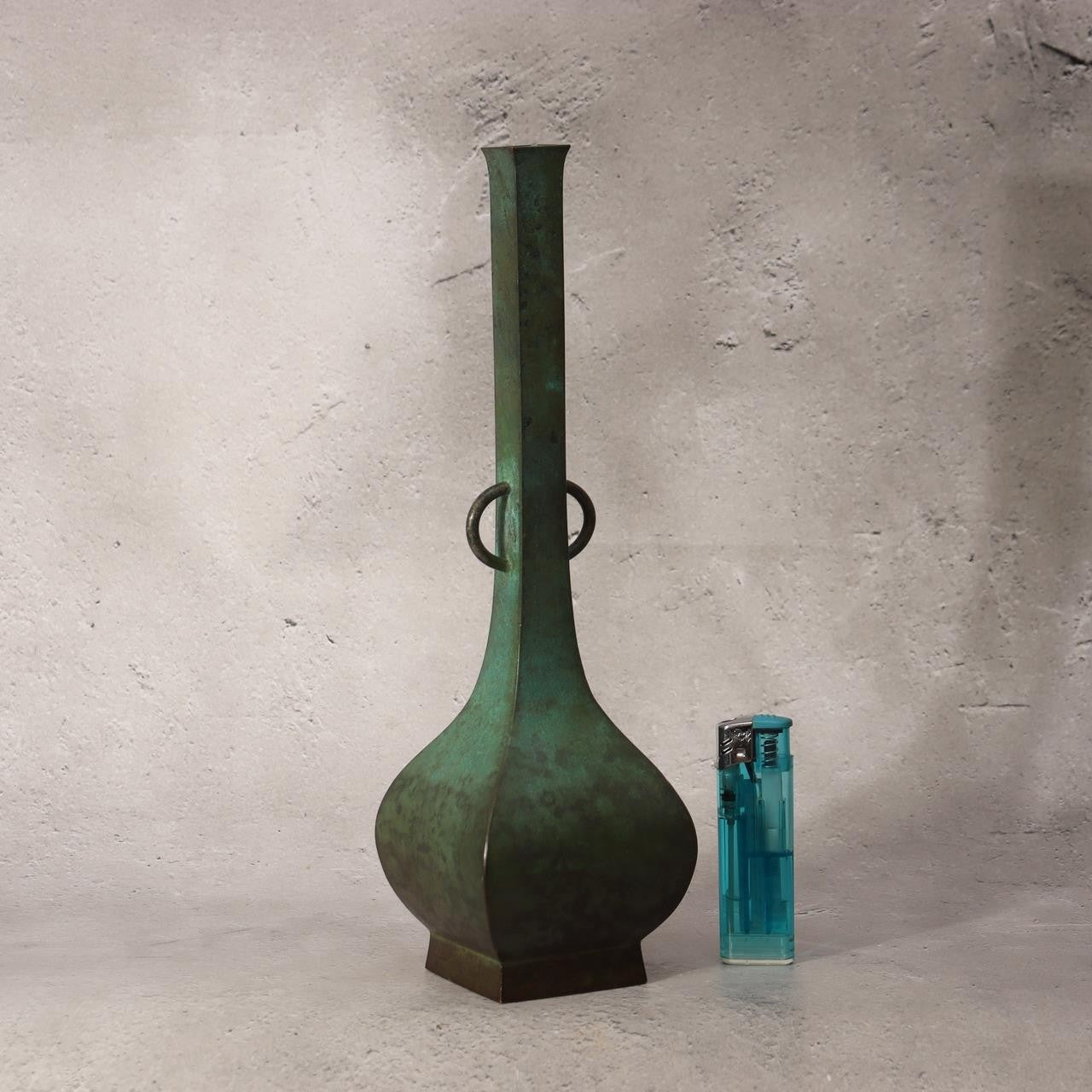 Japanese Bronze Flower Vase Ichinose Soushin Tea Ceremony Ikebana Kodo Box BV7121