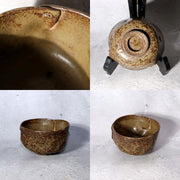 Unique Modern Japanese Studio Pottery Henkei Chawan Rivet-Like Tea Bowl 170g14