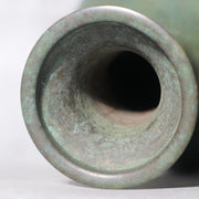 Vintage Japanese Takaoka Cast Bronze Vase Crane Neck by Zuiho Green Patina8