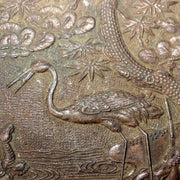 Japanese Antique Bronze Mirror Crane Turtle Pine Tree Tenkaichi Signed 30cm 680g12