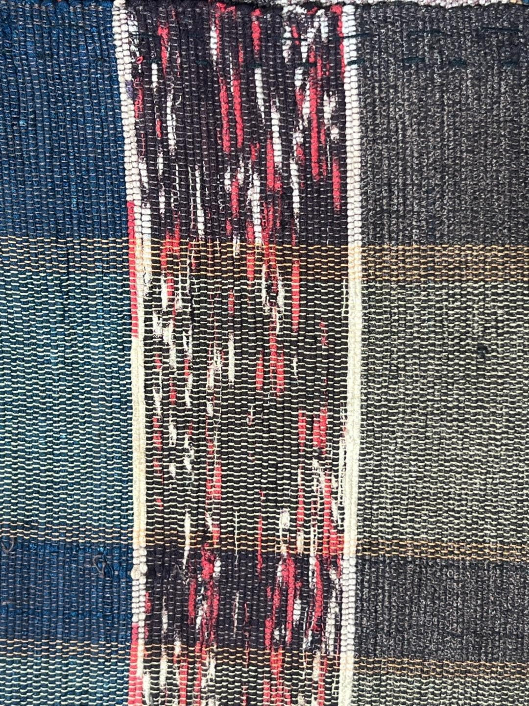Vintage Japanese Sakiori Rag Weaving Kofu Textile Striped Rug BRKW1919