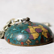 Antique Japanese Cloisonne Enamel Netsuke Sagemono Manju Floral Edo Meiji NW2718