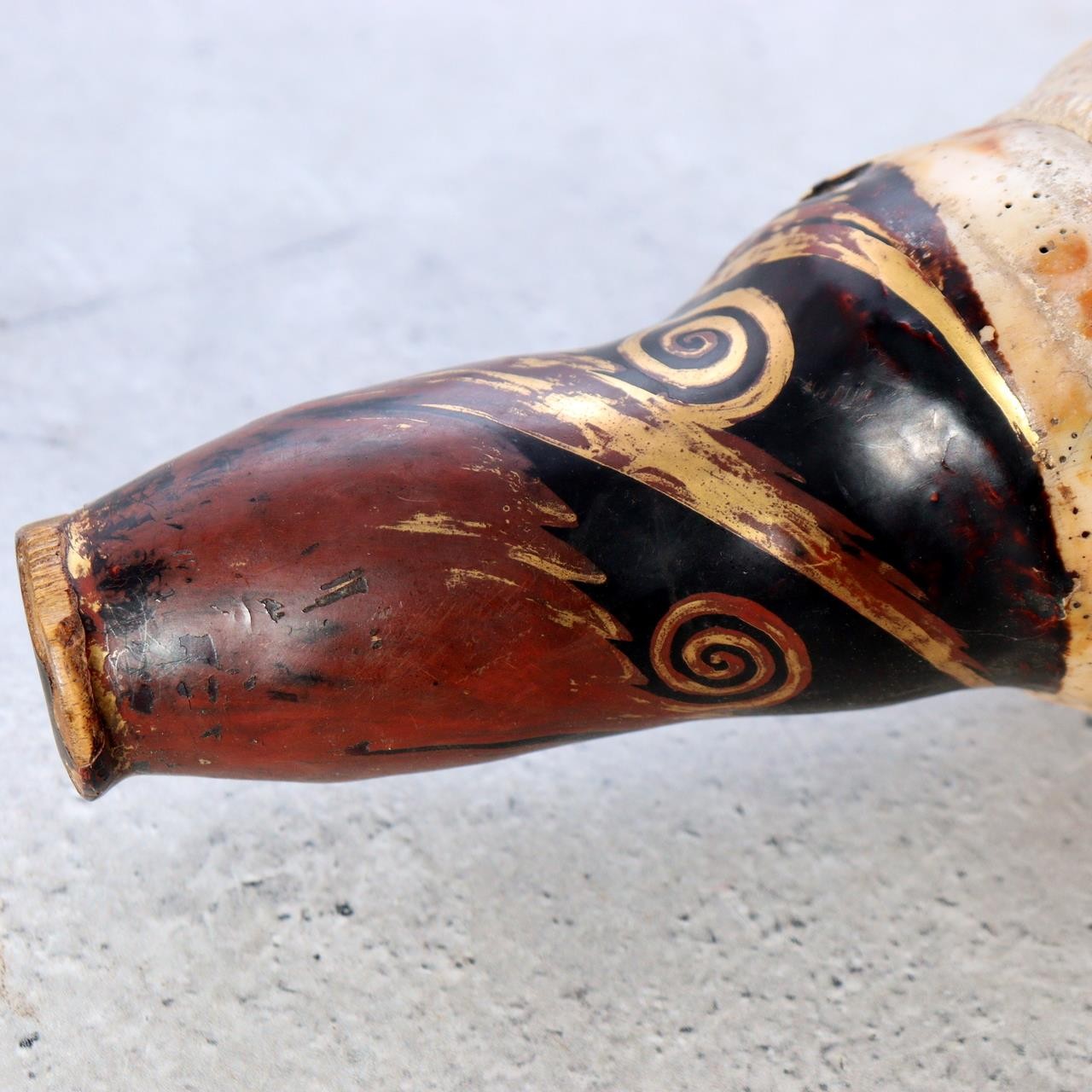 Japanese Horagai Conch Shell Trumpet Lacquered Mouthpiece Gold Swirls Yamabushi5