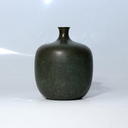 Vintage Japanese Cast Bronze Flower Vase Apple Shape Patina Ikebana BV7658