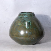 Vintage Japanese Signed Bronze Vase Silver Inlay Showa Modern Abstract Design10