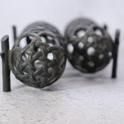 Japanese Bronze Jakago River Basket Flower Holder - Ikebana Suiban Tenpai7