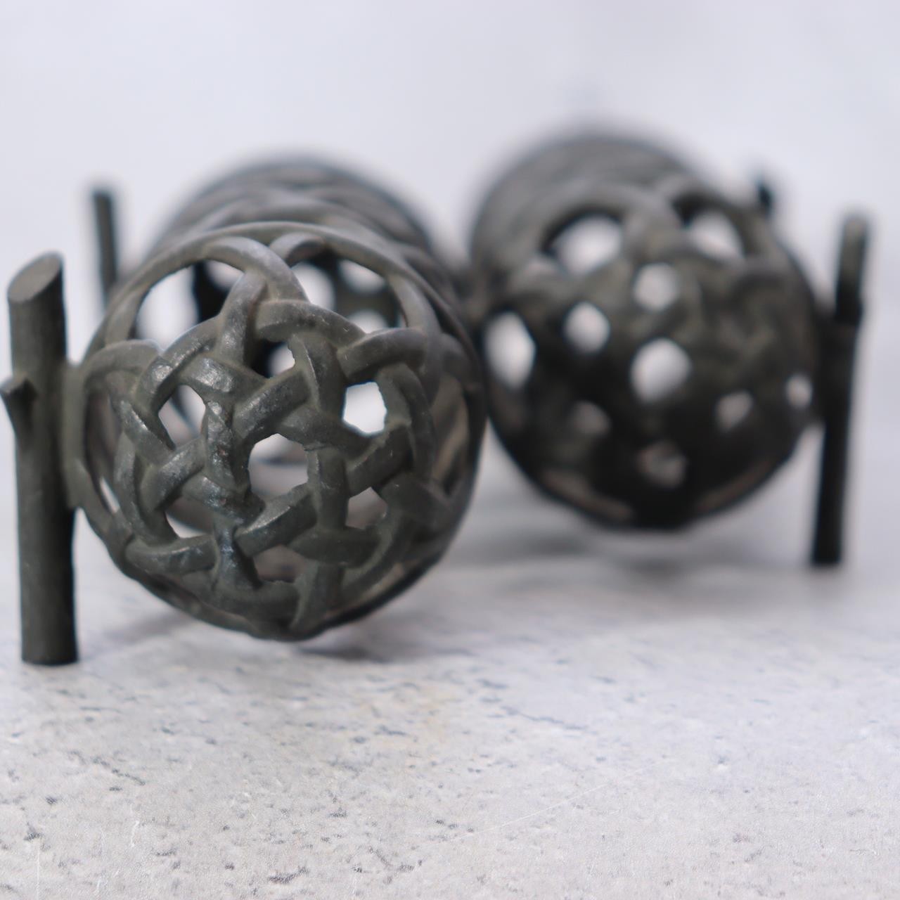 Japanese Bronze Jakago River Basket Flower Holder - Ikebana Suiban Tenpai7