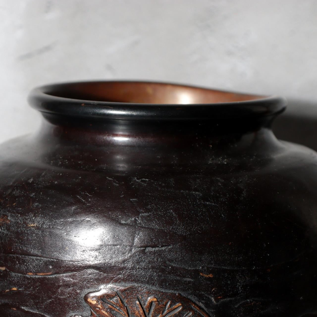 Antique Japanese Takaoka Bronze Vase Hozan Twin Koi Lotus Pond BV774-211