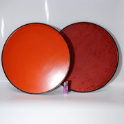 Vintage Aizu Lacquer Round Wooden Serving Tray Plates Red Black Set of 2 Japanes5