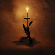 Japanese Antique Candle Stand Teshoku Iron Copper Narcissus Flower Rustic BV7178