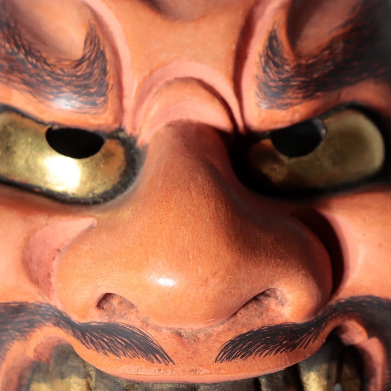 Japanese Wooden Noh Mask Hisomi Demon Male Nagahara Koin Silk Bag MSK54212