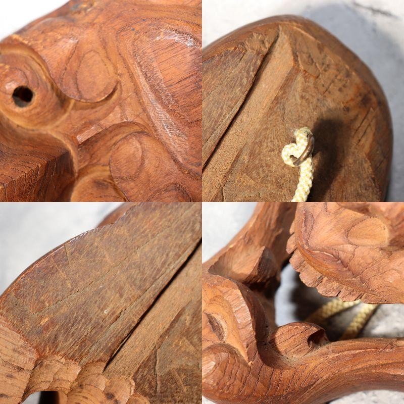 Japanese Antique Wooden Mask Hannya Wall Decor Hardwood Detachable Horns 700g7